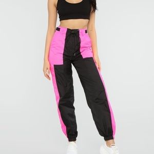 Black and pink joggers